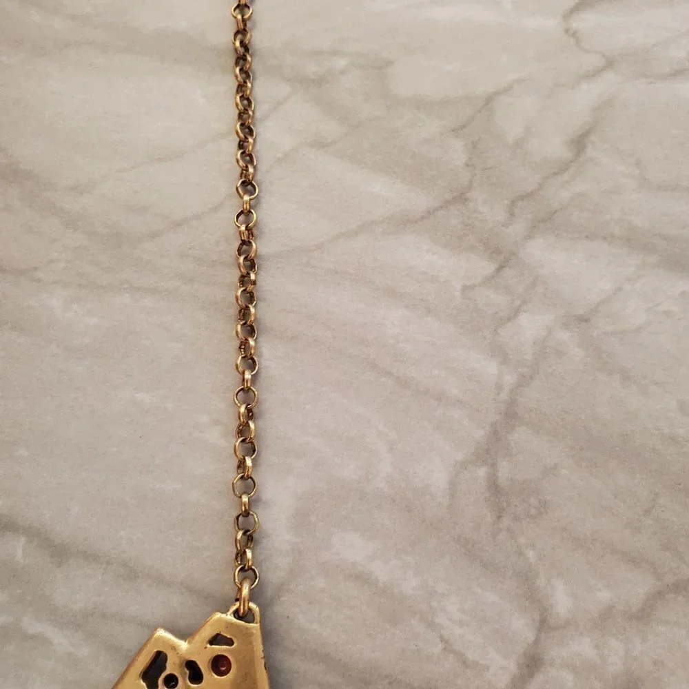✨ J.Crew Pave Rhinestone Crystal Blue Gold Coral Bohemian Necklace ✨